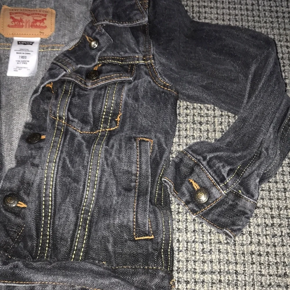 Levi's Kids Black Denim Trucker Jacket with‎ Contrast Stitching